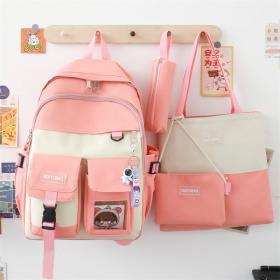 Ensemble de sacs d’école Kawai pour adolescents 4Pcs Guiyu V3 Rose – محفظة 4 قطع كاواي وردي SAC20025