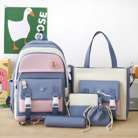 Ensemble de sacs d’école Kawai pour adolescents 5Pcs Guiyu V1 Bleu – محفظة 5 قطع كاواي أزرق SAC20025