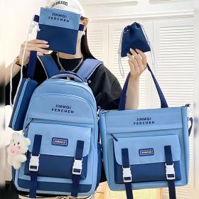 Ensemble de sacs d’école Kawai pour adolescents 5Pcs Bieyoumi Fashion Bleu – محفظة 5 قطع كاواي أزرق SAC20025