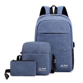 Sac à dos homme avec sac bandoulière et trousse 3en1 bleu 2755-8 – محفظة ظهر رجالية 3 قطع أزرق SAC20025