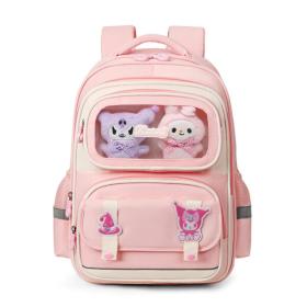 Sac à Dos Enfant Ludique avec Plusieurs Compartiment et un Peluche LM-5122 Rose – حقيبة ظهر للأطفال وردي SAC20025