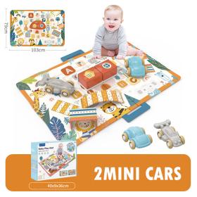 Tapis d’eveil circuit jungle avec 2 voiturettes 103 cm x 79 cm [Educ]